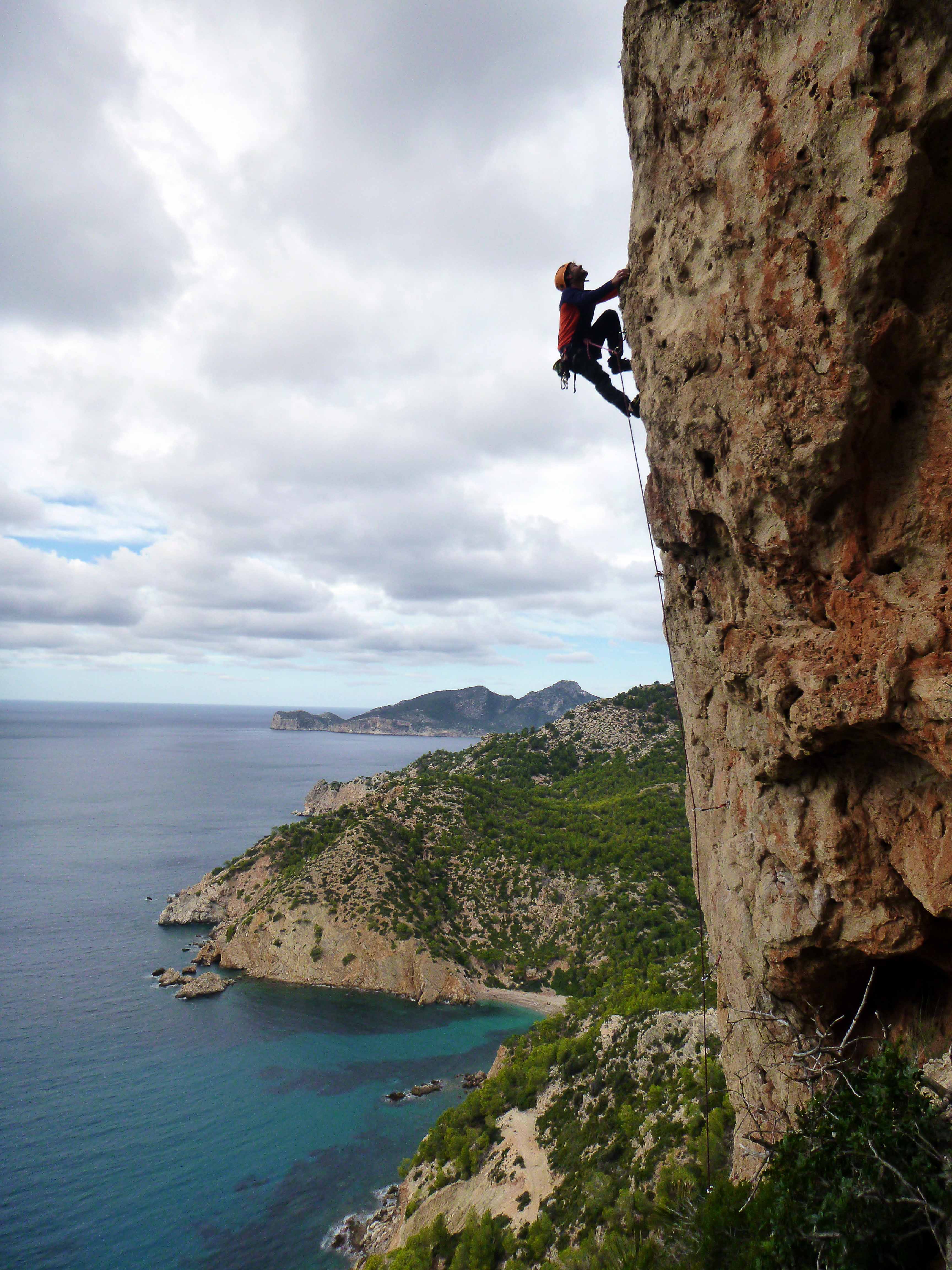 Climbing in Mallorca, Spain.