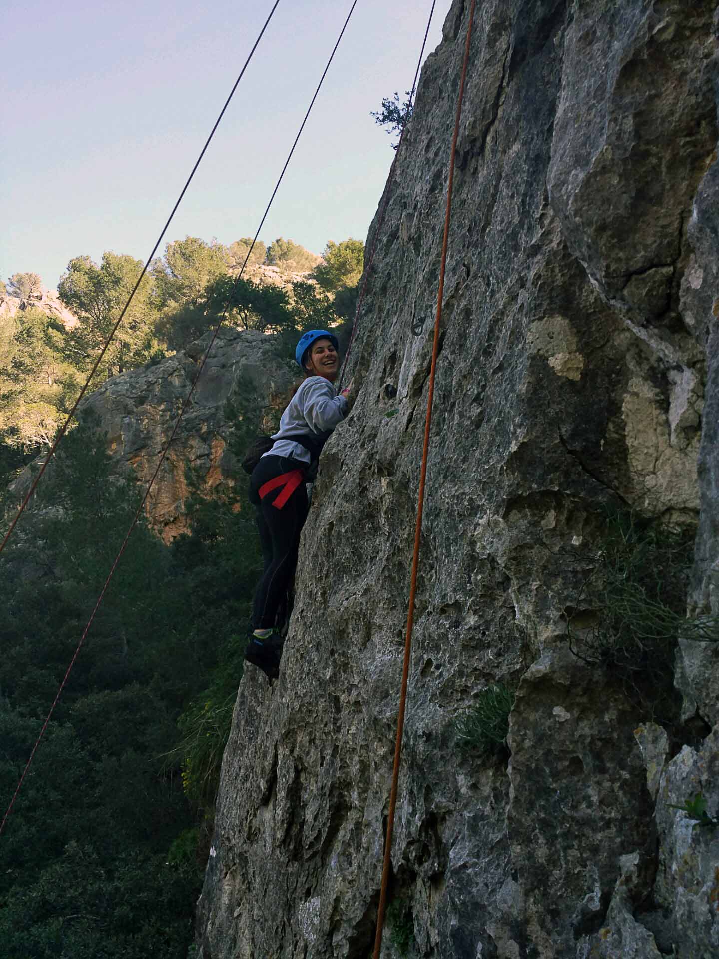 Climbing in Mallorca, Spain.